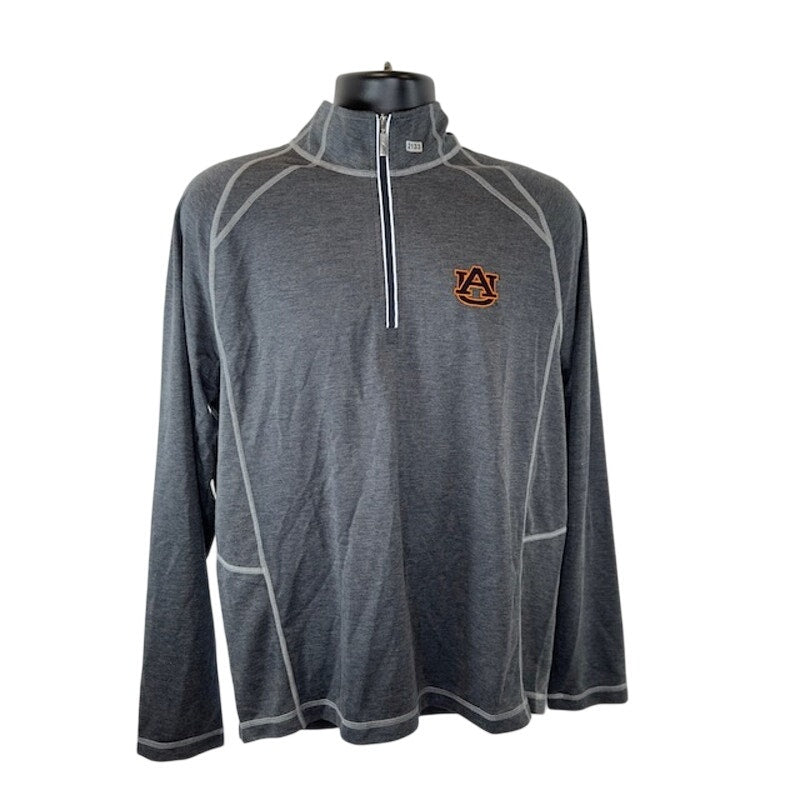 Tommy Bahama Auburn University New Firewall Half-Zip Sweatshirt Gray Mens M