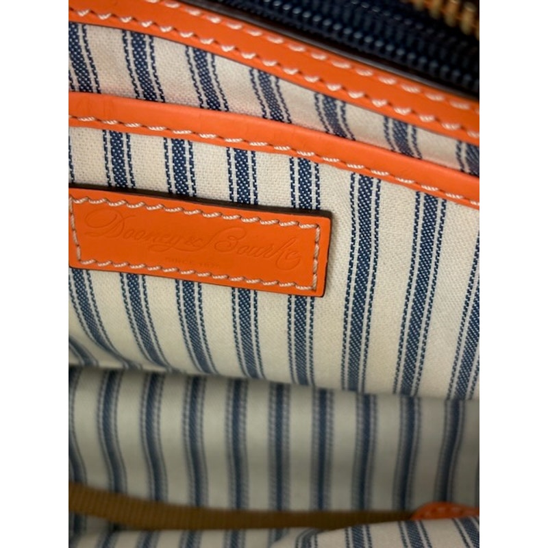Dooney & Bourke Smooth Leather Quincey Zip Tote Shoulder Bag Zipper Orange