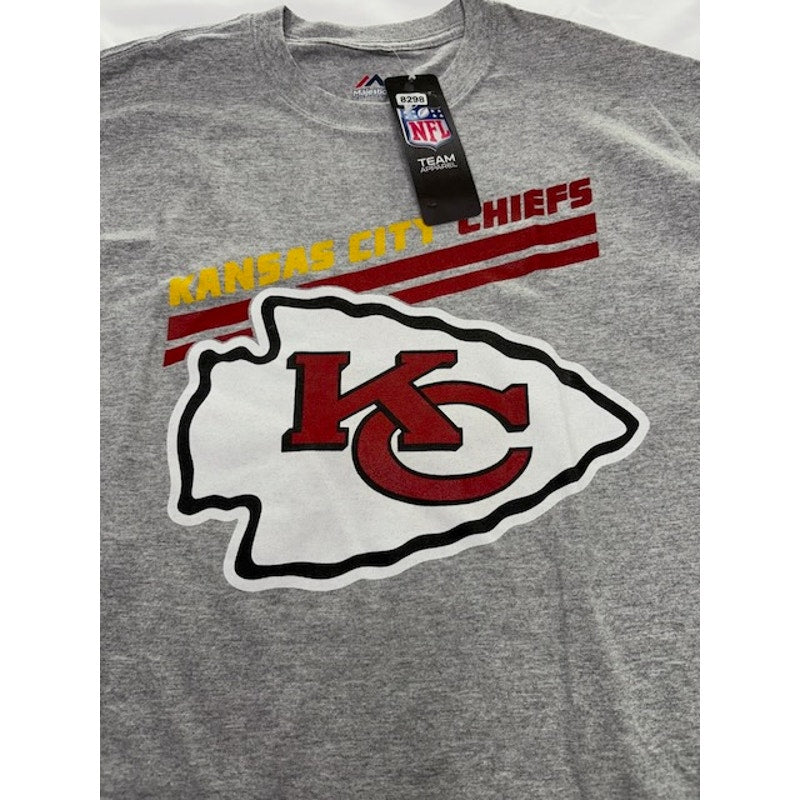 Majestic NFL Kansas City Chiefs T-Shirt Short Sleeve Grey Mens Size Medium