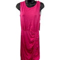 Calvin Klein Sleeveless Midi Dress Side-Ruched Scoop Neck Hot Pink Womens 6