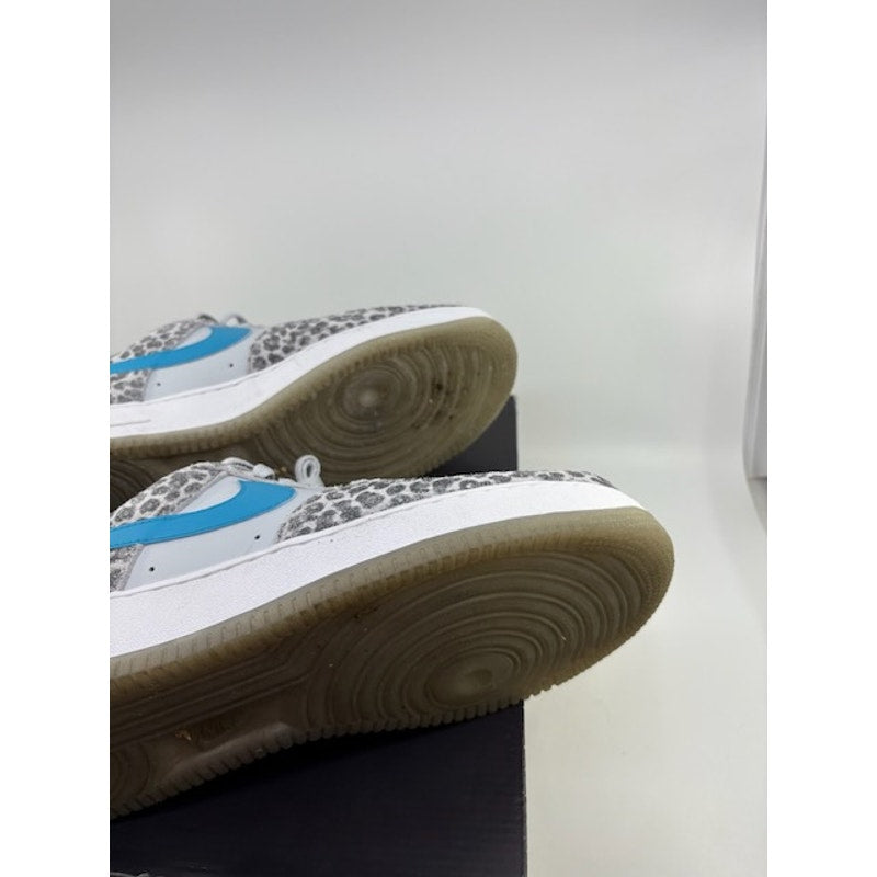 Nike Air Force 1 '07 Premium Sneakers DJ6192-001 Leopard White Blue Mens Size 10