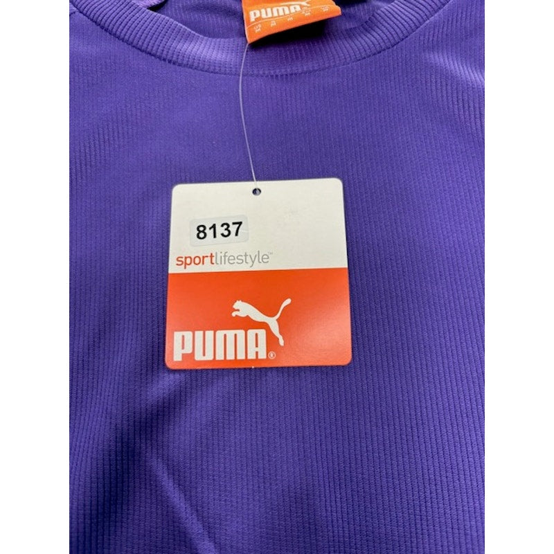 Puma Vencida Football Shirt Short Sleeve Round Neck Team Violet/White Size M