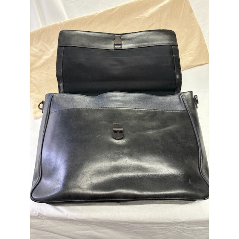 Ted Baker London Leather Briefcase Messenger Bag Laptop Work Satchel Black Mens