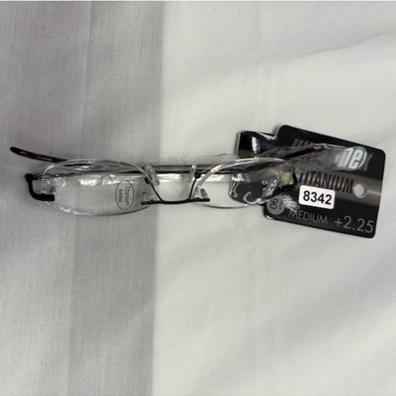 Ultra Spex Titanium Reading Glasses +2.25 Lightweight Medium Black Frame