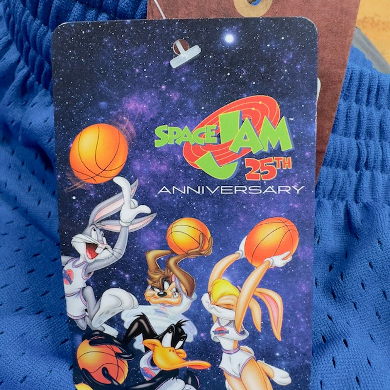 Mitchell & Ness Mens Space Jam 96 Basketball Shorts Graphic Print Blue M NWT