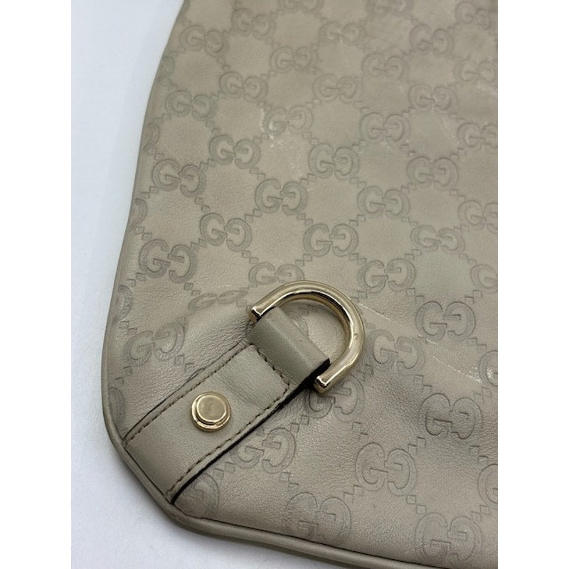 Gucci GG Monogram Canvas Guccissima Shoulder Bag Crossbody Leather Trim Beige