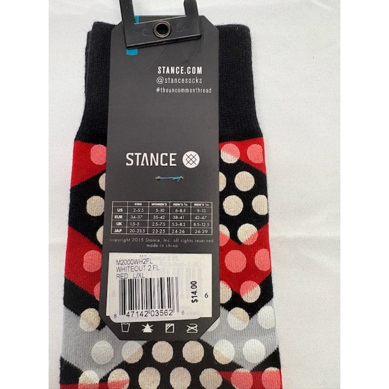 Stance Whiteout Crew Socks Polka Dot Black/Multicolor Adult Size L/XL 9-13