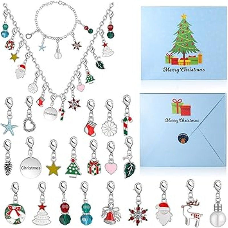 Christmas Advent Calendar Countdown Jewelry Bracelet Set Gift G100921