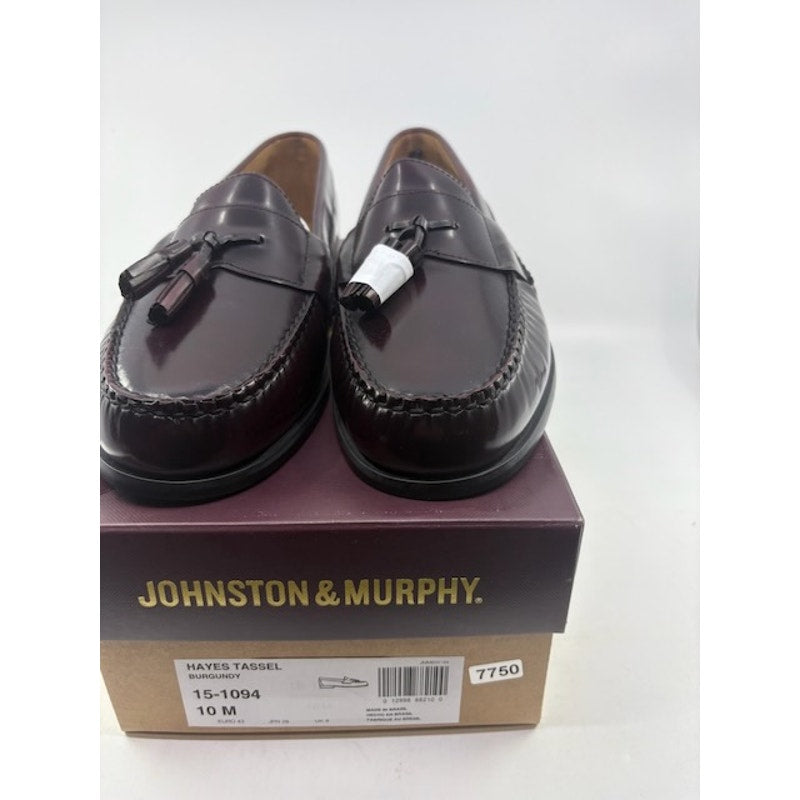 Johnston & Murphy Hayes Tassel Loafer Shoes Leather Burgundy Mens Size 10 M