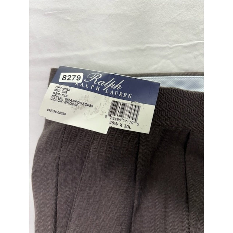 Ralph by Ralph Lauren UltraFlex Dress Pants Pleated Front Brown Mens 36x30