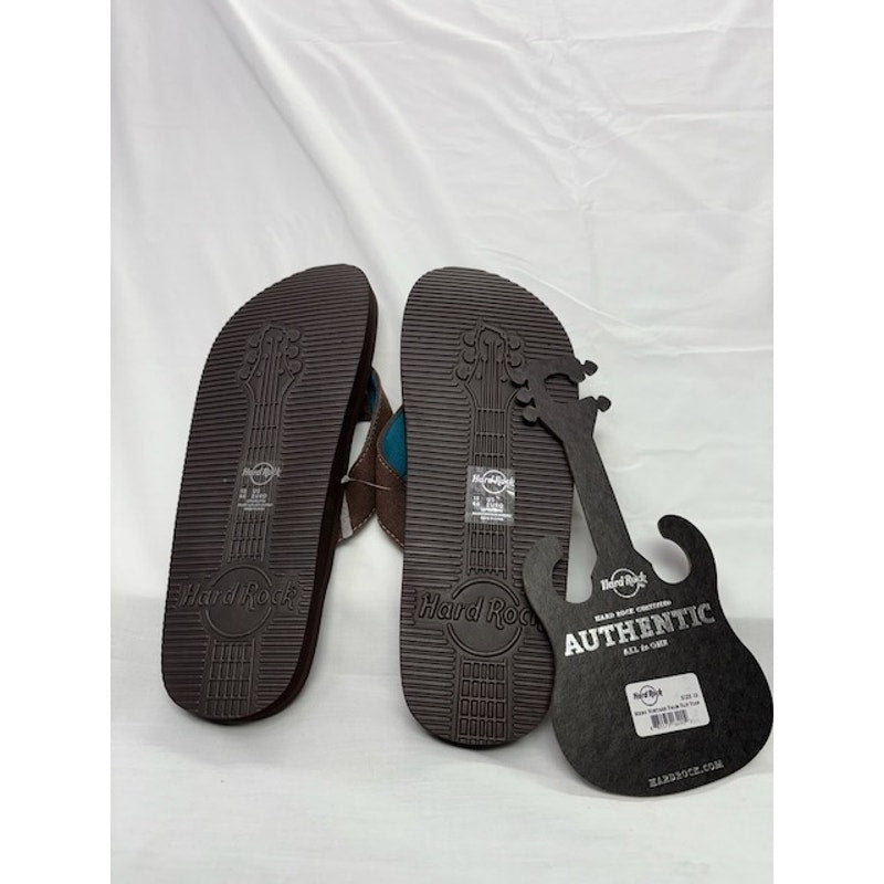 Hard Rock Cafe Flip Flops Vintage Palm Authentic Sandals Brown Mens Size 13
