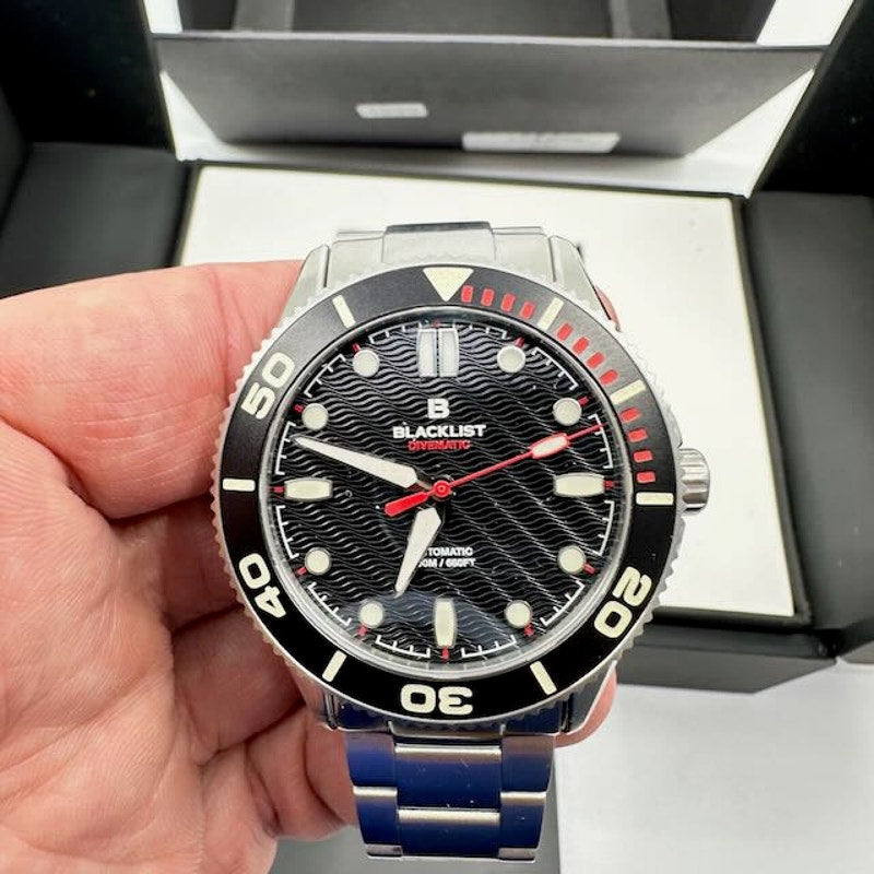 Blacklist Divematic Black Widow Watch Silver Stainless Steel Black Dial OS