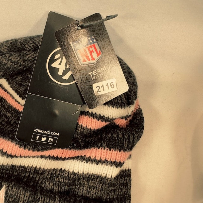 '47 Brand NFL New Orleans Saints Cuff Knit Beanie Striped Gray Black Mens OS