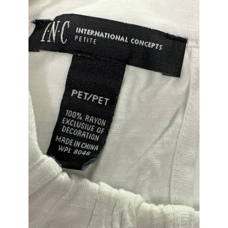 Inc International Concepts Embroidered Cold-Shoulder Top White Womens Petite