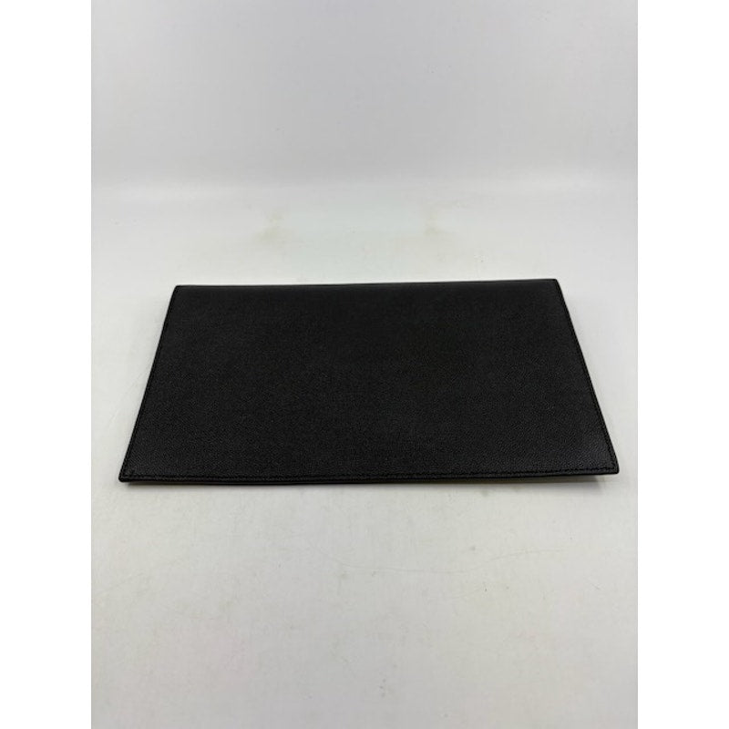Yves Saint Laurent YSL Envelope Purse Uptown Pouch Grain De Poudre Leather Black