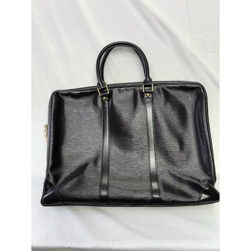 Louis Vuitton LV Epi Leather Briefcase Business Bag Attache Laptop Case Black