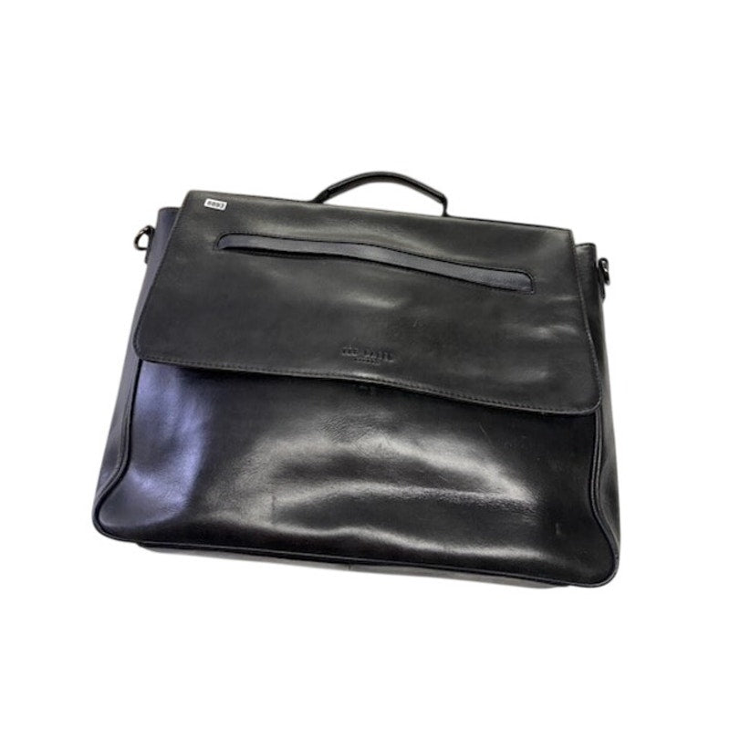 Ted Baker London Leather Briefcase Messenger Bag Laptop Work Satchel Black Mens
