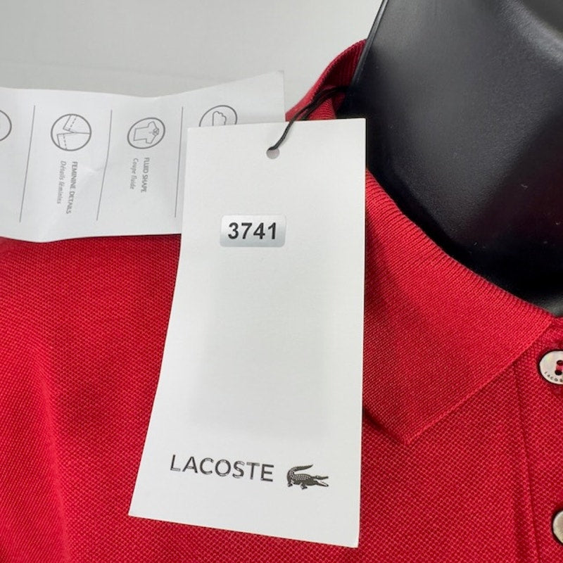 Lacoste Pique Polo Shirt Short Sleeve Relaxed Fit Stretch Red Womens XS