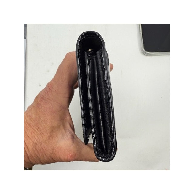 Versace Bifold Clutch Long Wallet Snap Closure Patent Leather Black Womens