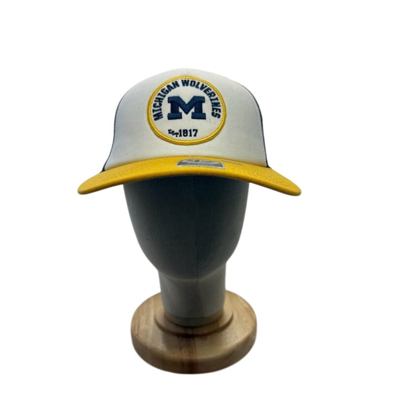 47 Brand Trucker Hat Michigan Wolverines NCAA Mesh Snapback Gray Yellow OSFA