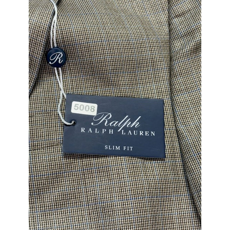 Ralph by Ralph Lauren Blazer Houndstooth Two Button Tan/Blue Mens Size 42L