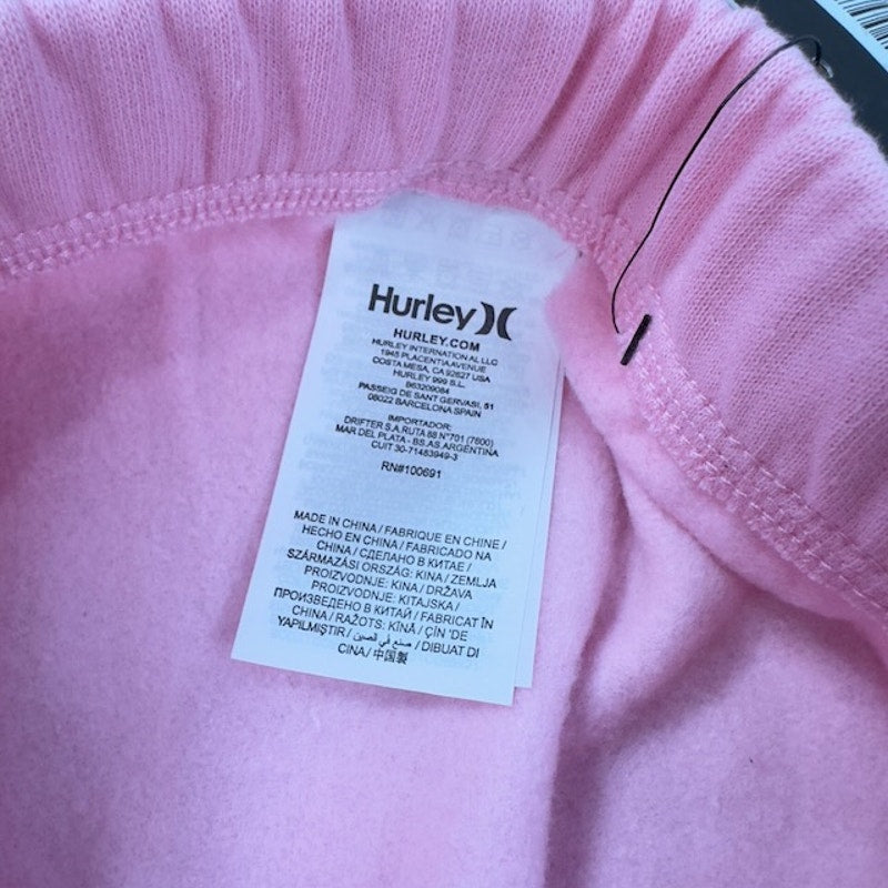 Hurley Lost Horizons Fleece Jogger Pants High-Rise Palm Tree Pink Womens Size S