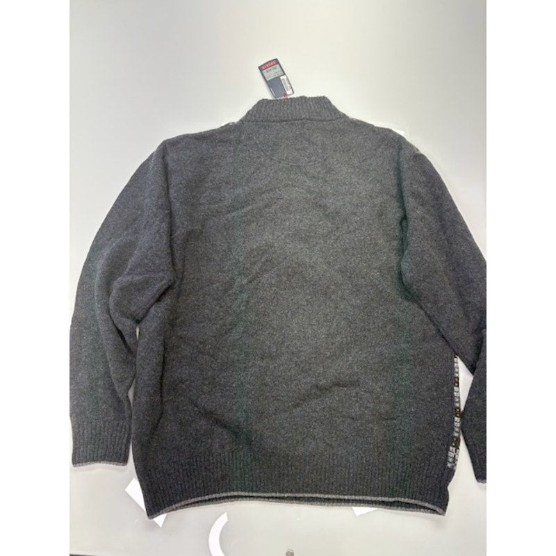 Casa Moda Knitted Striped Quarter Zip Sweater Wool Blend Gray Mens Size L