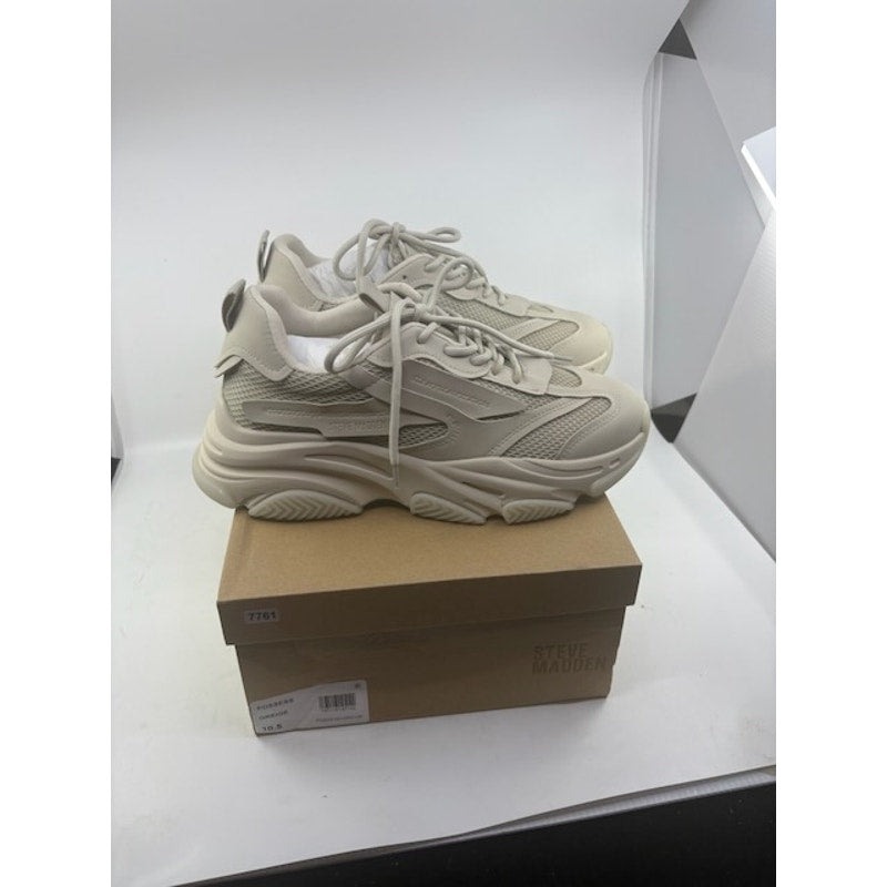 Steve Madden Possess Shoes Lace-Up Round Toe Sneakers Greige Mens 10.5 D