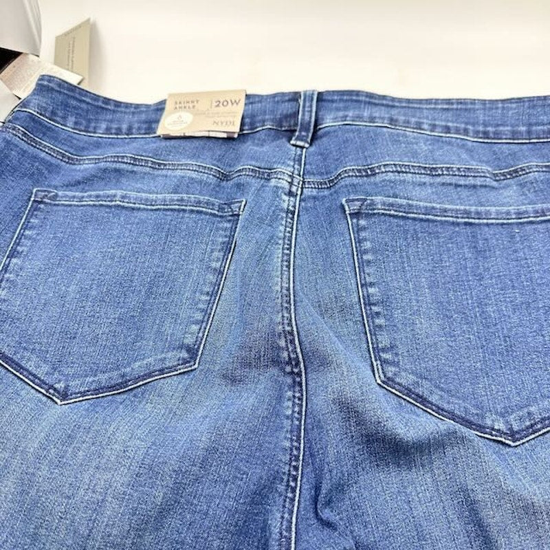 NYDJ Ami Skinny Ankle Jeans Embellished Beaded Denim Pioneer Wash Womens 20W