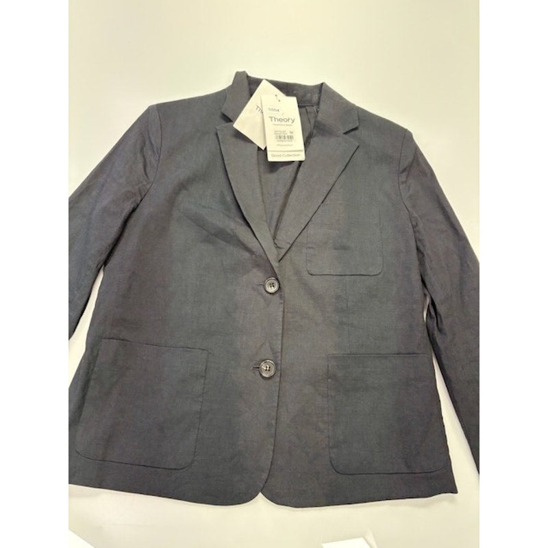 Theory Shrunken Split Cuff Two Button Blazer 3/4 Sleeve Womens Gray Size 2