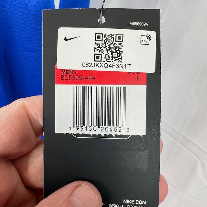 Nike Team Vapor Select 1-Button Jersey Short Sleeve Royal Blue White Mens Size L