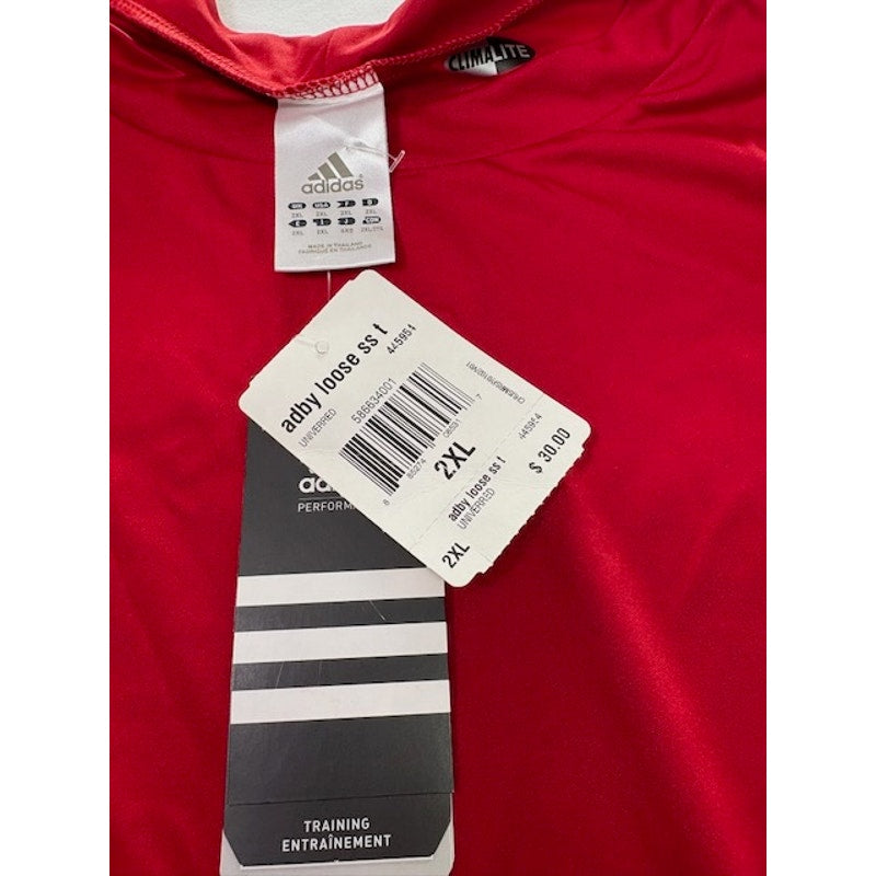 Adidas Adby Loose Short Sleeve Training Tee Crew Neck Red Mens Size 2XL