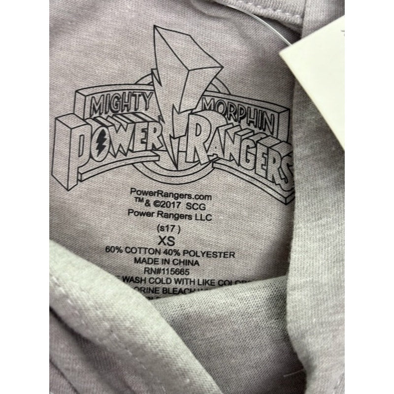 Mighty Morphin Power Rangers Go Go Graphic Hoodie Shirt Heather Gray Size XS
