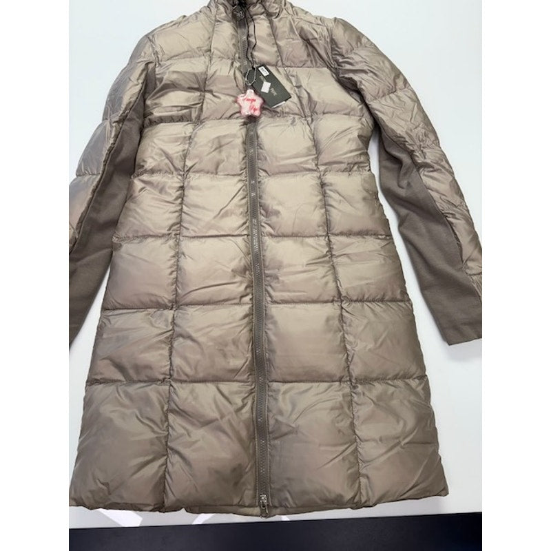 Patrizia Pepe Premium Long Puffer Down-Jacket Full-Zip Beige Womens Size 44