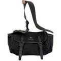Burberry Messenger Bag Canvas Leather Trim Crossbody Shoulder Bag Black Unisex