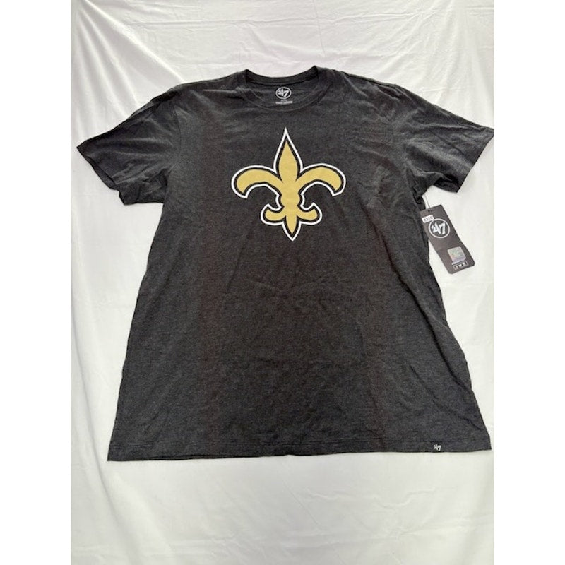 47 Brand NFL New Orleans Saints Heritage T-Shirt SS Dark Gray Mens Size XL
