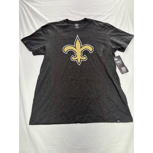 47 Brand NFL New Orleans Saints Heritage T-Shirt SS Dark Gray Mens Size XL