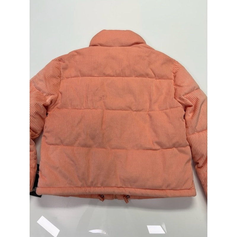 Collection B Cropped Corduroy Puffer Coat Full Zip Blush Womens Size XS