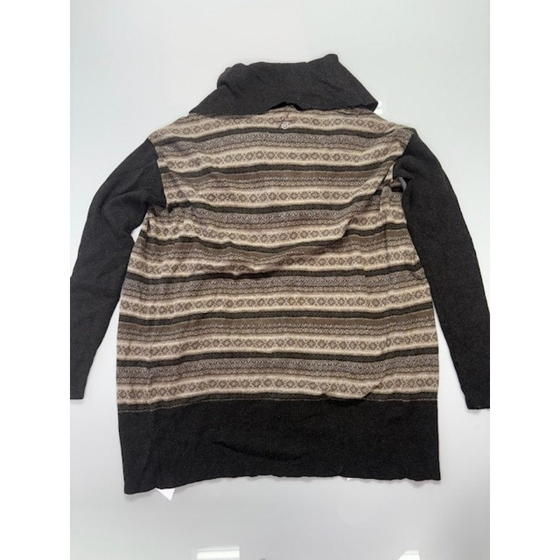 Marella Sport Striped Cardigan Knitted Sweater Open Front Brown Womens Sz L