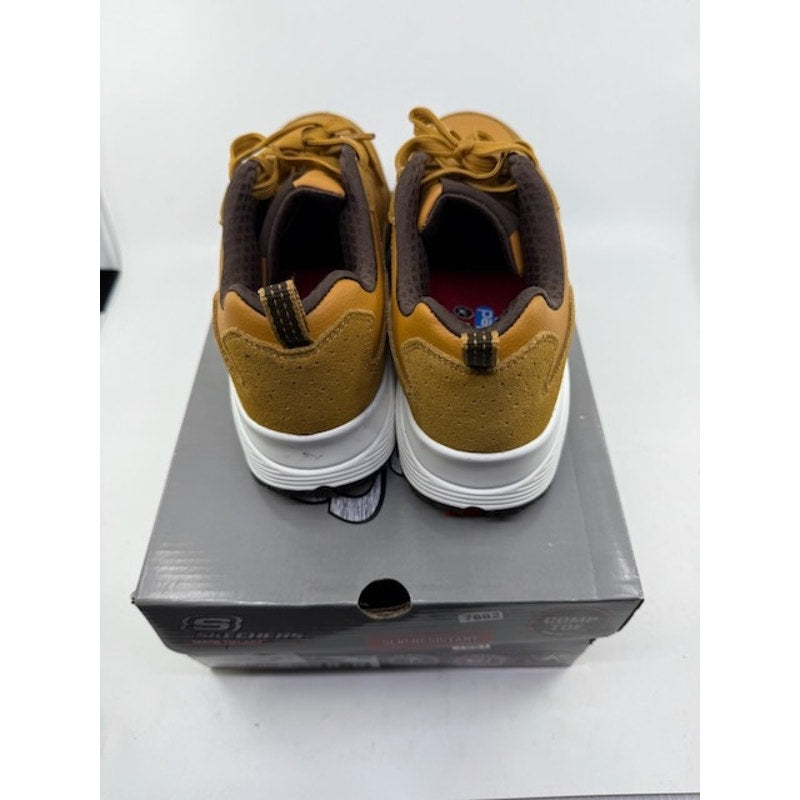 SKECHERS Work Uno SR Elainy Comp Toe Safety Shoes Suede Wheat Mens Size 8.5
