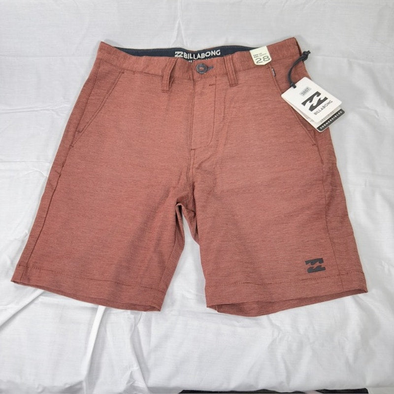 Billabong Crossfire 21" Submersible Shorts Mid Length Flat Front Red Mens 28