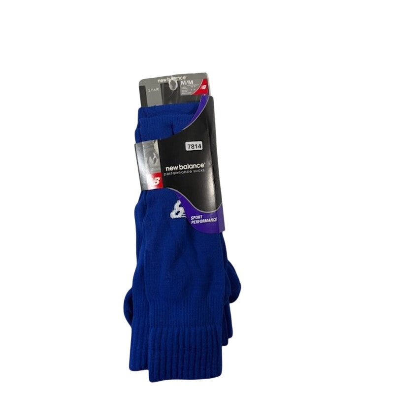2 Pairs New Balance Performance Socks Over The Calf Blue/White Adult Size M