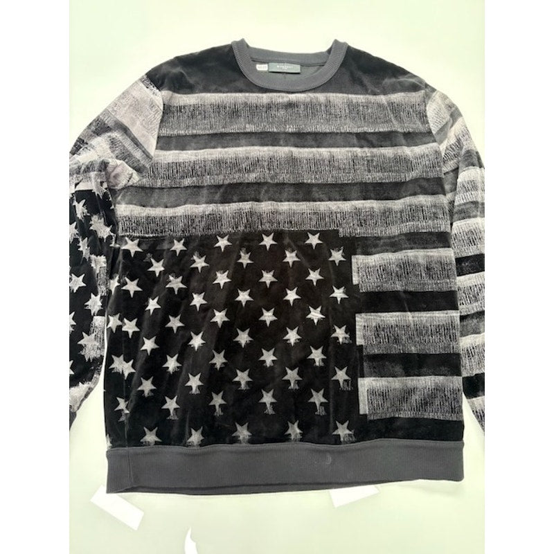 Givenchy Flag-Print Fleece-Back Jersey Sweatshirt Gray/Black Mens Size XL