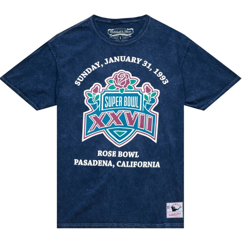 Mitchell & Ness NFL SB XXVI Logo Tee Super Bowl Logo Crewneck Navy Blue Size L
