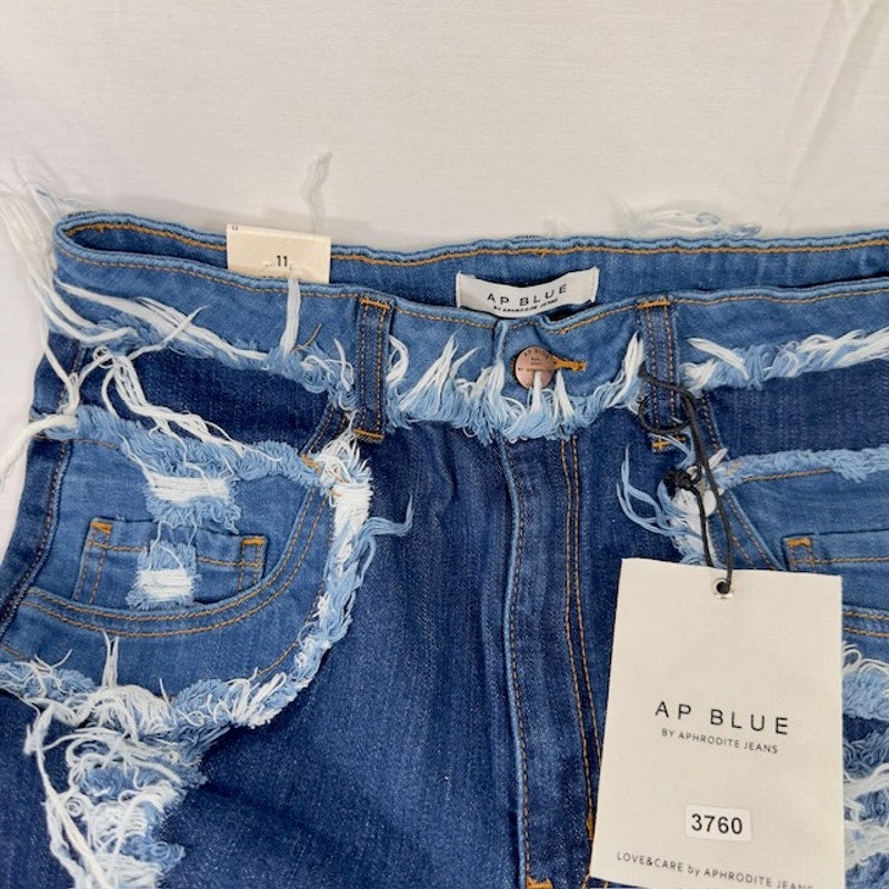 AP Blue by Aphrodite High Waisted Distressed Flare Jeans Cut Outs Blue 30