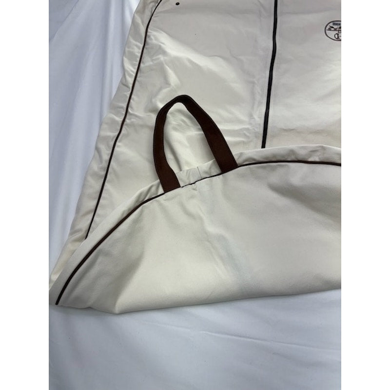 Hermès Garment Bag Suit Carrier Travel Dust Cover Canvas Leather Trim Beige