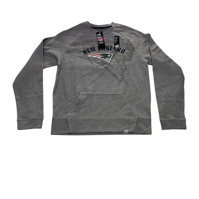 Majestic New England Patriots Flex Logo Faded Sweatshirt Gray Mens Size M