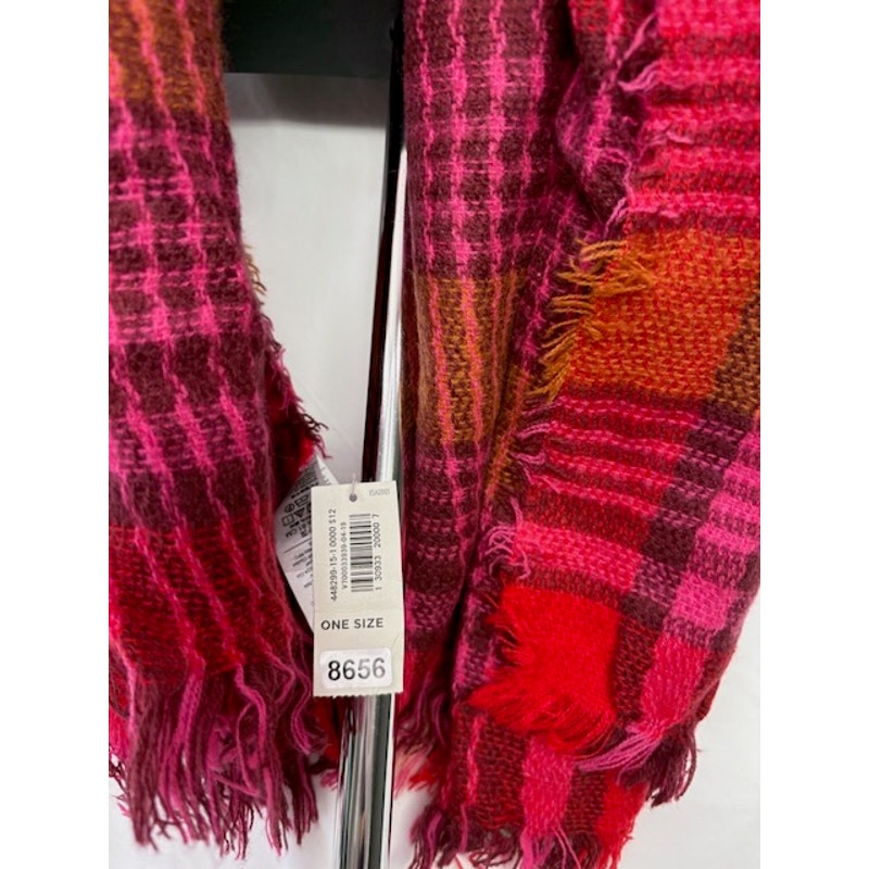 Fringe Blanket Scarf Oversized Wrap Winter Shawl Plaid Pink Red One Size