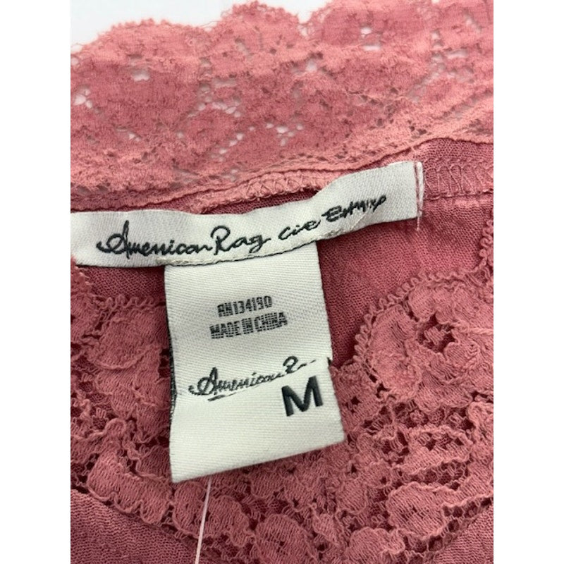 American Rag Cie Tie-Front Lace Tank Top V-Neck Dusty Rose Womens Size M