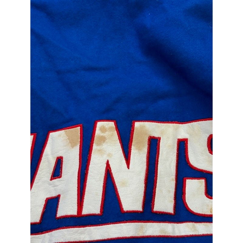 G-III Carl Banks NY Giants Leather Varsity Bomber Jacket Blue/Black Mens Size XL